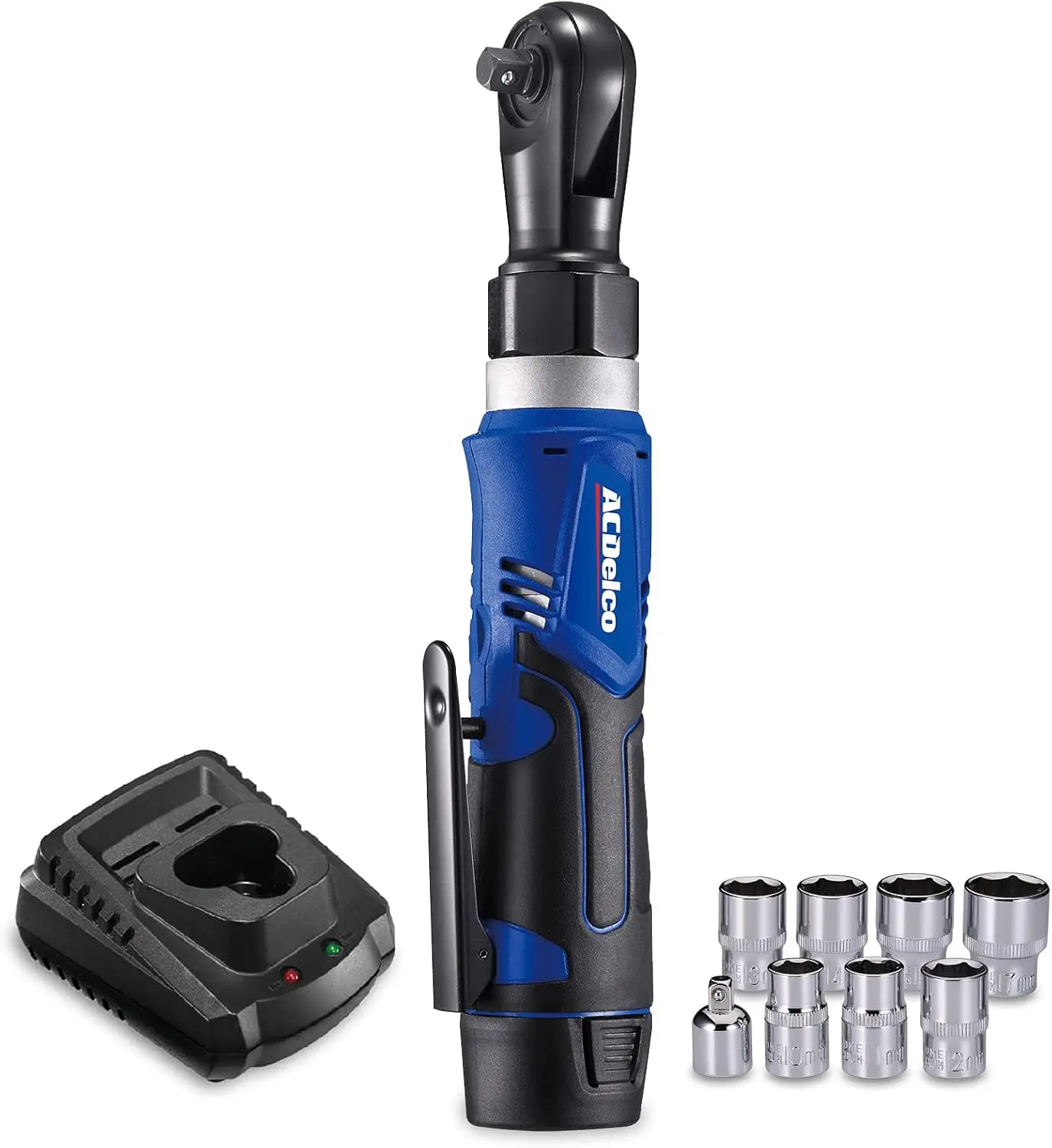

Cordless Ratchet Wrench 3/8" 45 ft-lbs 12V Li-ion Power Tool Kit with LED Light