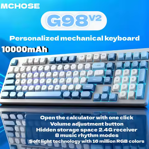 MCHOSE G98 V2 Wireless Mechanical Gaming Keyboard Tri-Mode Custom Hot Swappable Gasket Linear Switches PBT Keycaps RGB LED