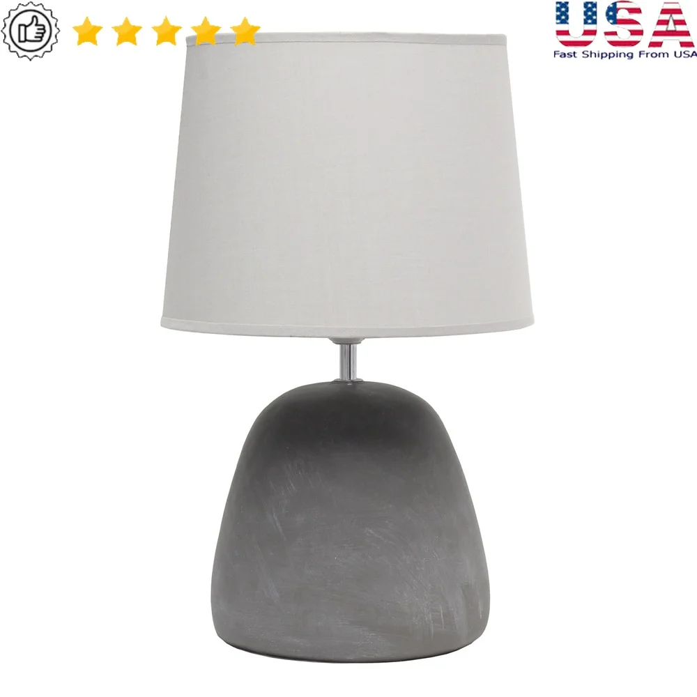 

Modern Concrete Table Lamp with Gray Fabric Shade Living Room Bedroom Office Entryway Stylish Design 1x60W Bulb Required