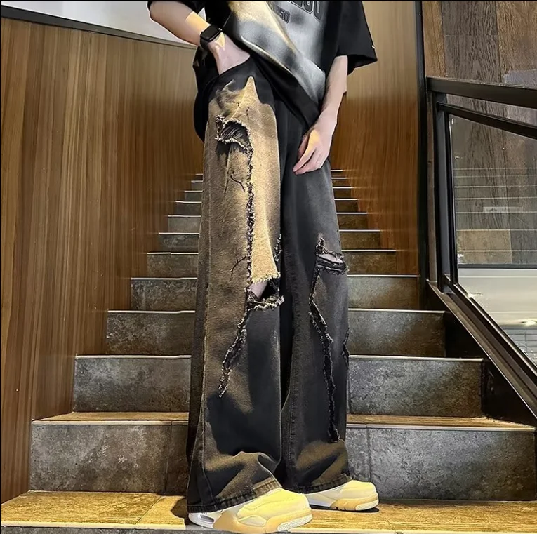 

Loose men's wide leg jeans