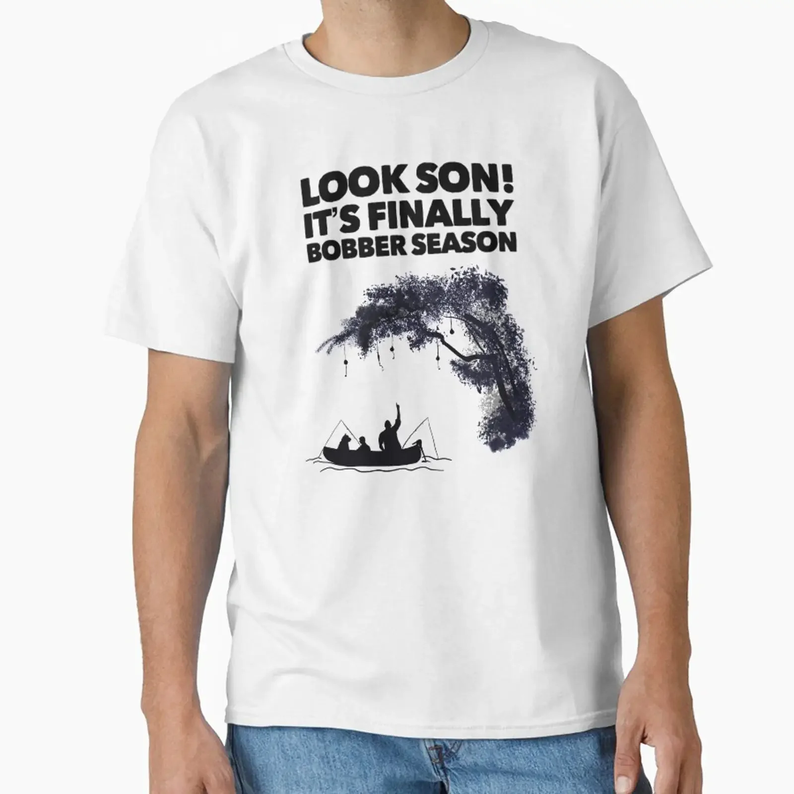 Funny fishing T shirt Look Son its finally bobber season designed and sold by wdyoungblood vintage Washed Casual fashion