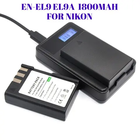 Batería de repuesto EN-EL9 EN-EL9A para Nikon D3000 D5000 D40 D40x1800mAh de alta capacidad para un tiempo de disparo más largo completamente Compatible