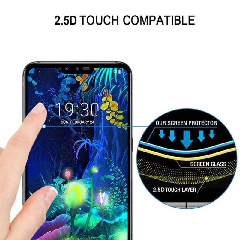 2PC Tempered Glass for LG V50 ThinQ 5G Full Screen Glue HD Film Explosion-proof Phone Screen Protector Glass with Black Frame