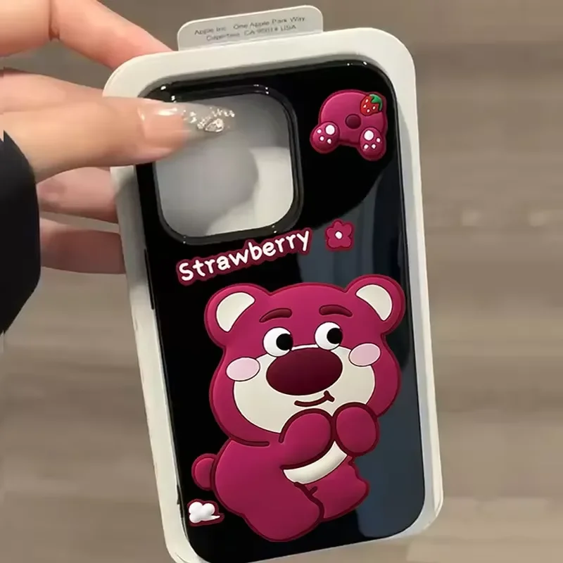 Ins  Lovely Anime Lotso Phone Case For iPhone 16 Pro Max 15 14 13 12 11 Xr Xs Max 7 8 PLUS Y2K Floret Cartoon Protective Case