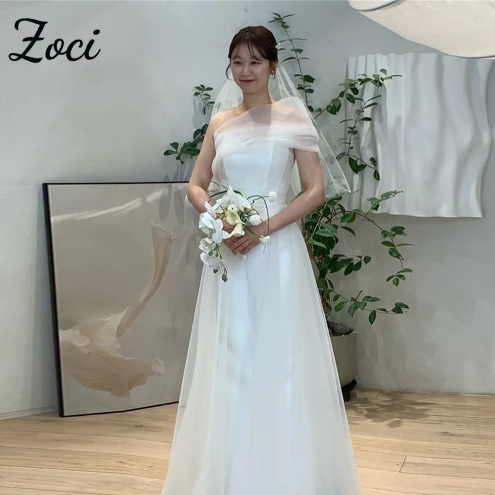 

Zoci Strapless Organza Wedding Dresses Korean Photo Shoot Bridal Gown Customized A-line Simple Elegant Korean Wedding Dresses