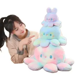Stuffed Animal 20-50cm Fluffy Flip Plush Toy Colorful Rabbit Octopus Double Face Reversed Cosplay Plushie Peluche Cuddly Gifts