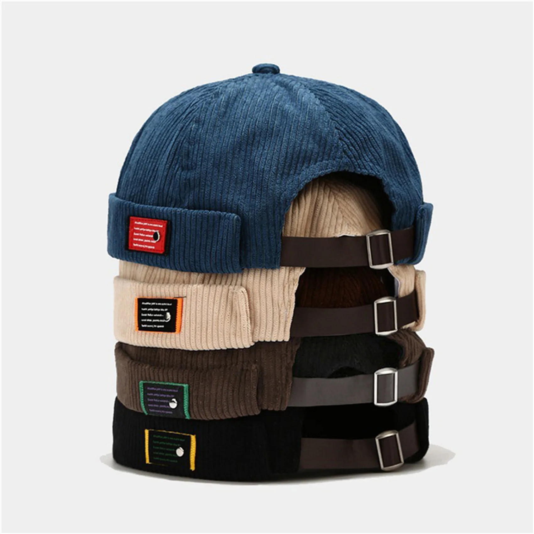 Gorros de pana vintage, gorra Docker sin visera, ropa de calle, ropa de calle hip hop, primavera, otoño, 1 unidad