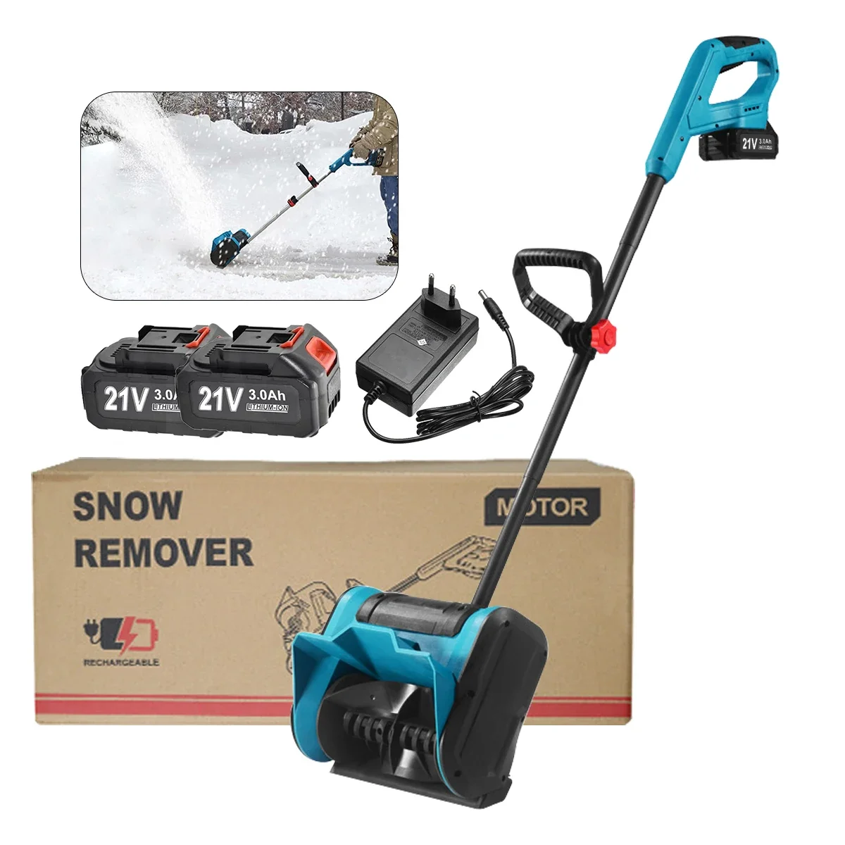 

Cordless Snow Shovel 21v Cordless Snow Blower Battery Powered with Directional Plate and Adjustable Front Handle