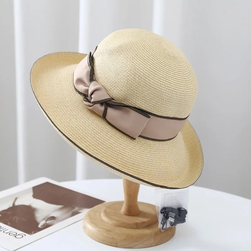 Hat For Women Summer Sunshine Protection Big Brim Bow Breathable Casual Accessory For Beach Holiday Outdoor