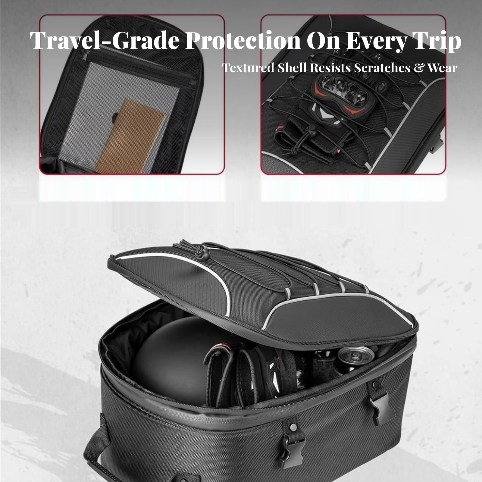 Motorcycle Tail Bag with Rain Cover Waterproof Motorcycle Rear Seat Bag Luggage Spacious Two-in-One Use for Motorcyclists