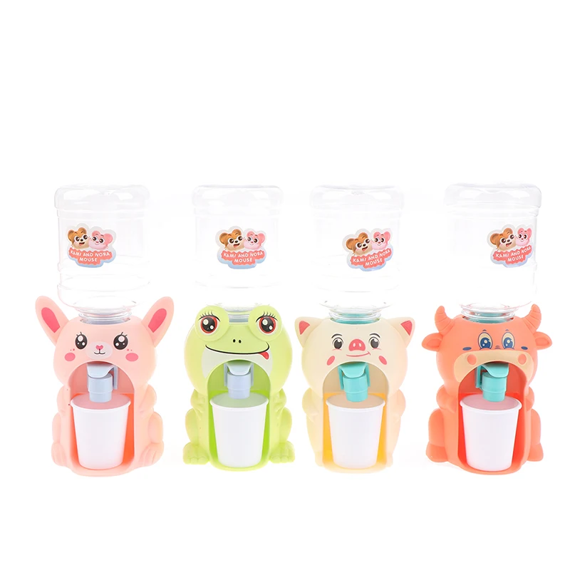 1PC Mini Water Dispenser Children Kids Gift Cute Cold/Warm Water Juice Milk Drinking Fountain Simulation Cartoon Pig Kitchen Toy