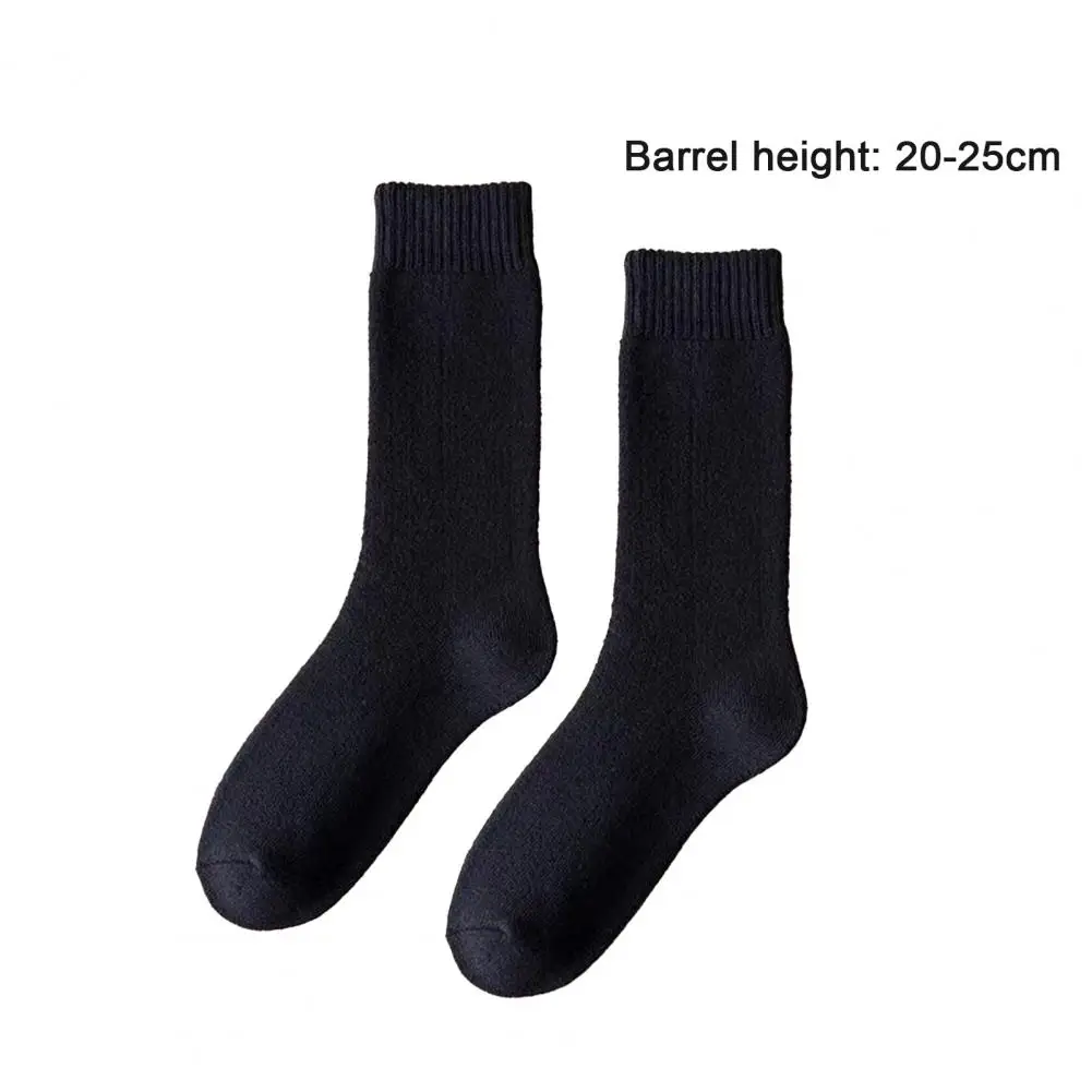 1 Pair Unisex Socks Knitted Harajuku Socks Mid-tube Thick Plush Soft Warm Sweat Absorption Anti-slip Elastic Casual Floor Socks