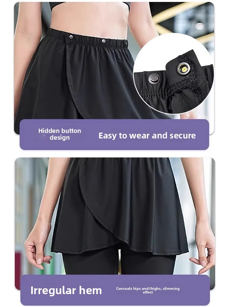 Pantalon de Yoga Fitn taille haute en peau d'arche, avec jupe, grande taille, adapté aux déplacements coréens pour femmes