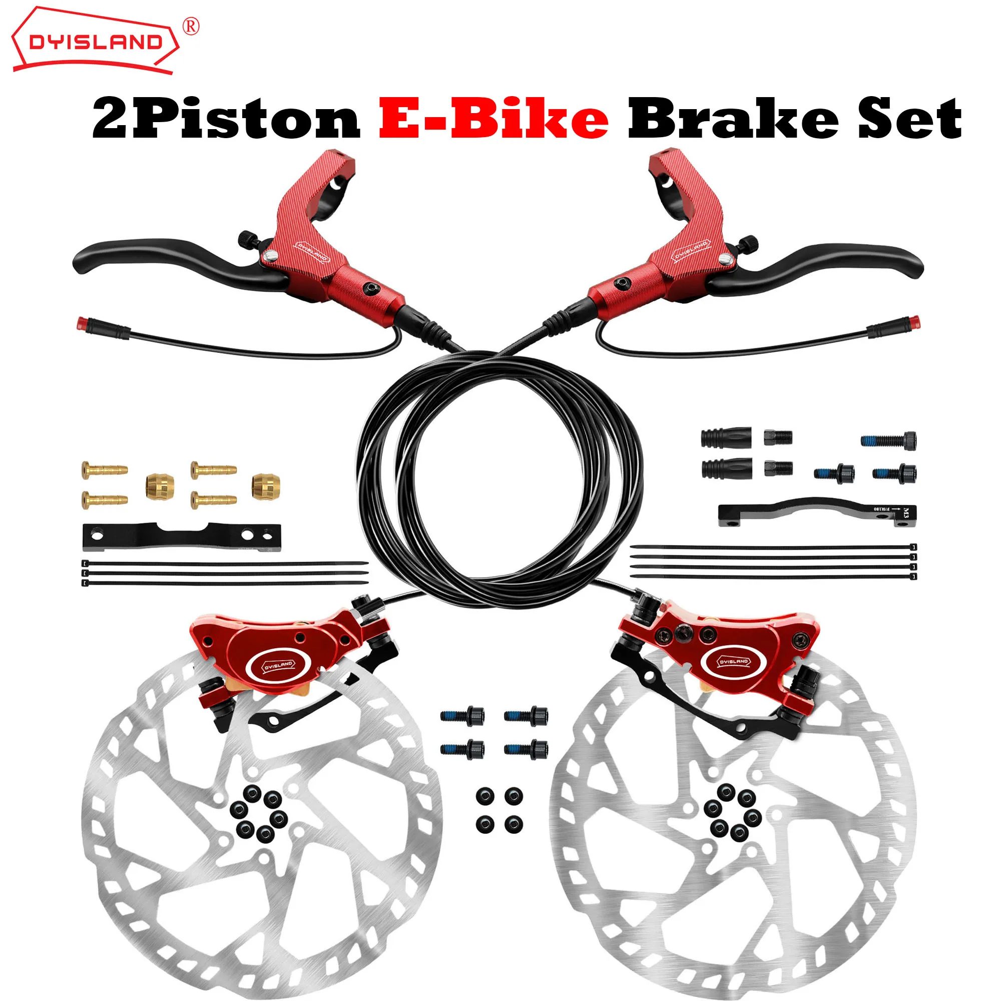 DYISLAND LD200PLUS 2Pistons EBike Hydraulic Disc Brake Set 2PIN Power-Off Electric Induction Control System Hydraulic Brake Set