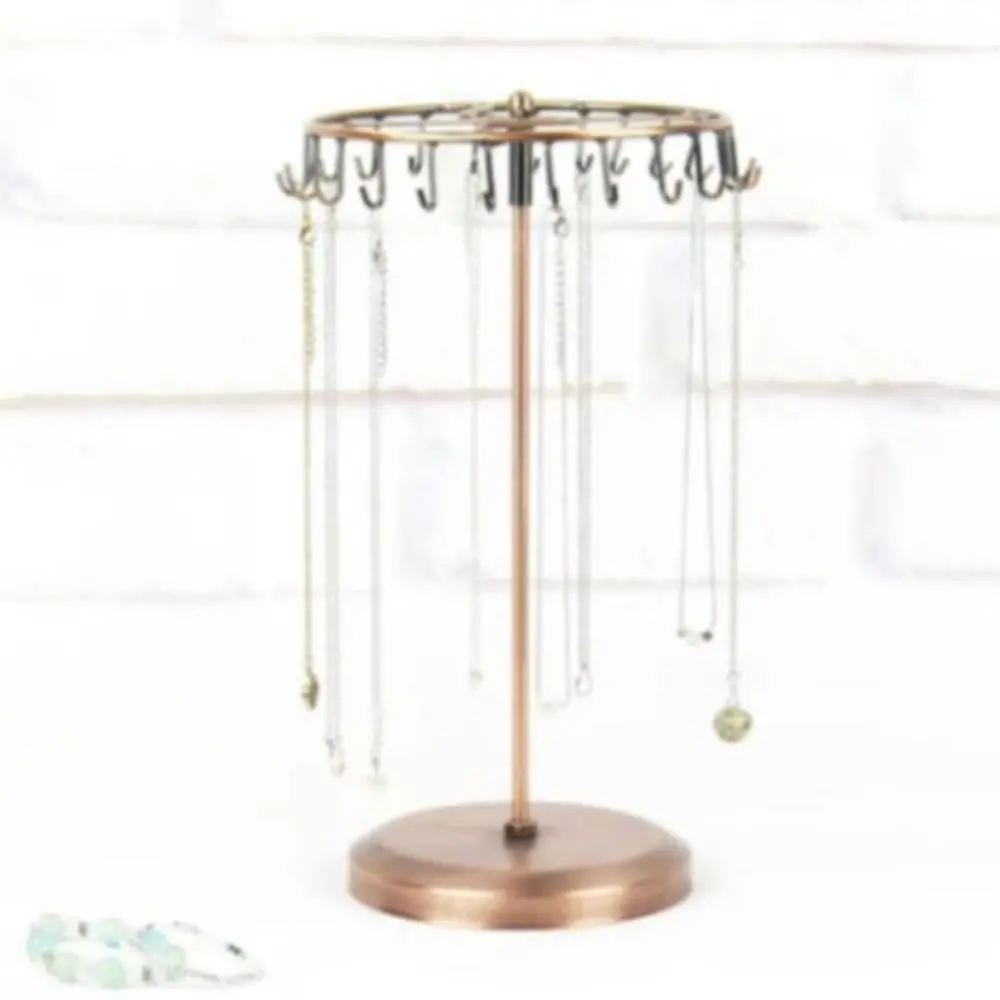 

Gift Rotating Necklace Holder Iron Art Vintage Jewlery Display Stand Detachable Storage Organizer Bracelets Display Rack Pendant