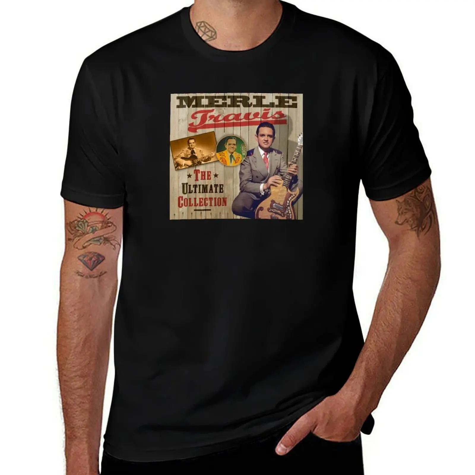 Merle Travis - The Ultimate Country Collection T-Shirt Casual Loose Short Sleeve Tee for Men T-Shirt