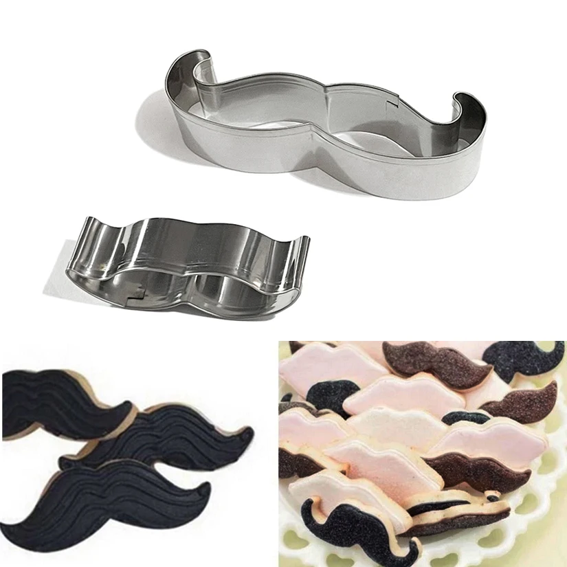 2 Pieces/set Mustache Shape Father's Day Stainless Steel Cake Cookie Cutters Fondant Cake Decorating Mold Tools