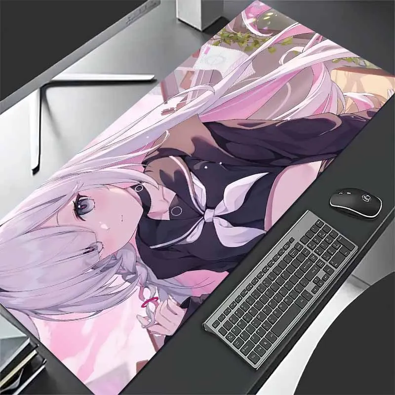 Anime Girl Design XXL Mouse Pad, Washable Non-Slip Rubber Desk Mat, High Quality PC Accessory for Gaming Office Home