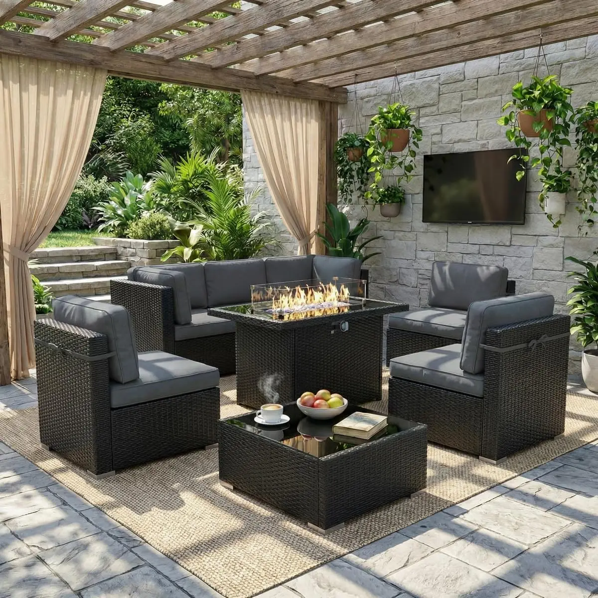 8 Piece Patio Furniture Set with 44