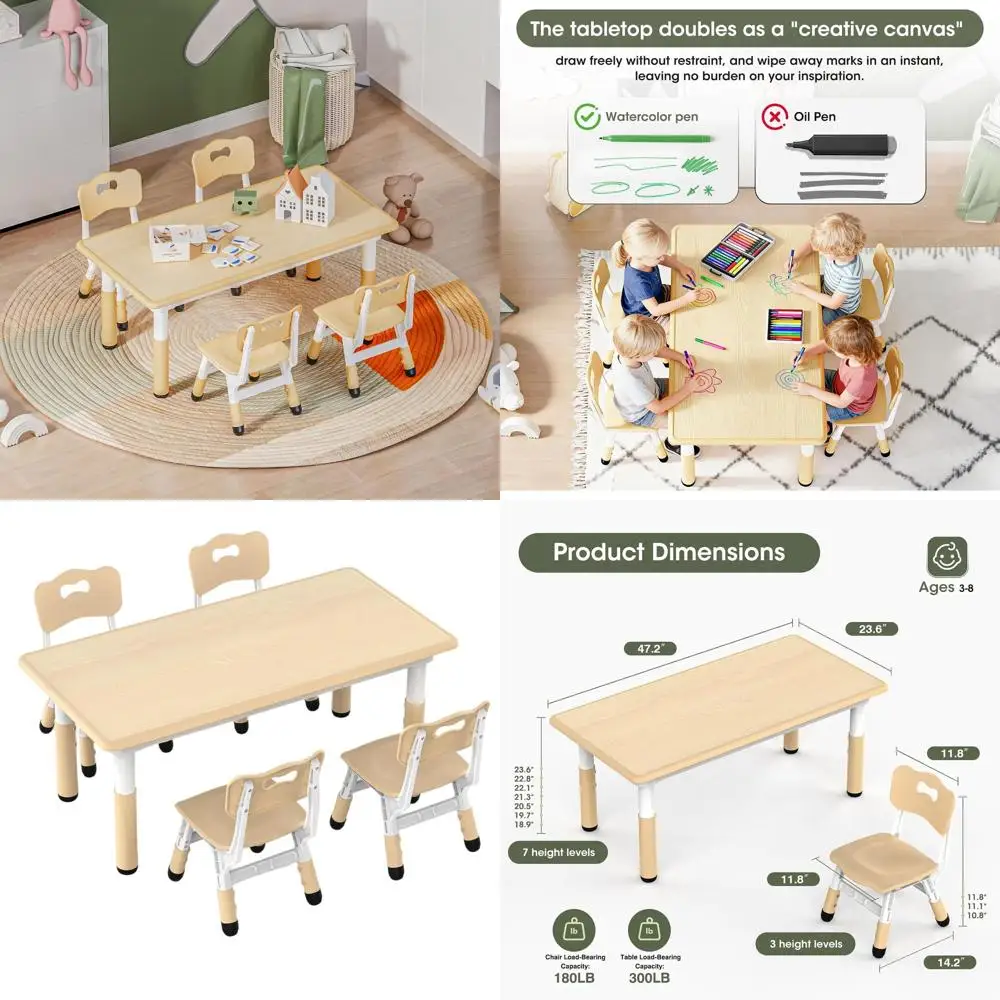 

Столик для малышей с граффити, регулируемая высота, 4 шт., 47,2 л x 23,6 Вт, для детей от 2 до 8 лет, до 300 фунтов