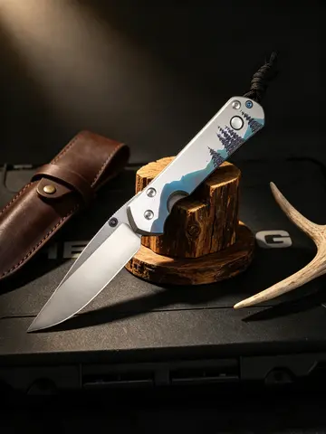 Chris Reeve - "Night Sky Shining" Series Folding Knife, hand-carved titanium handle, 14C28N steel, high-end collectible knife