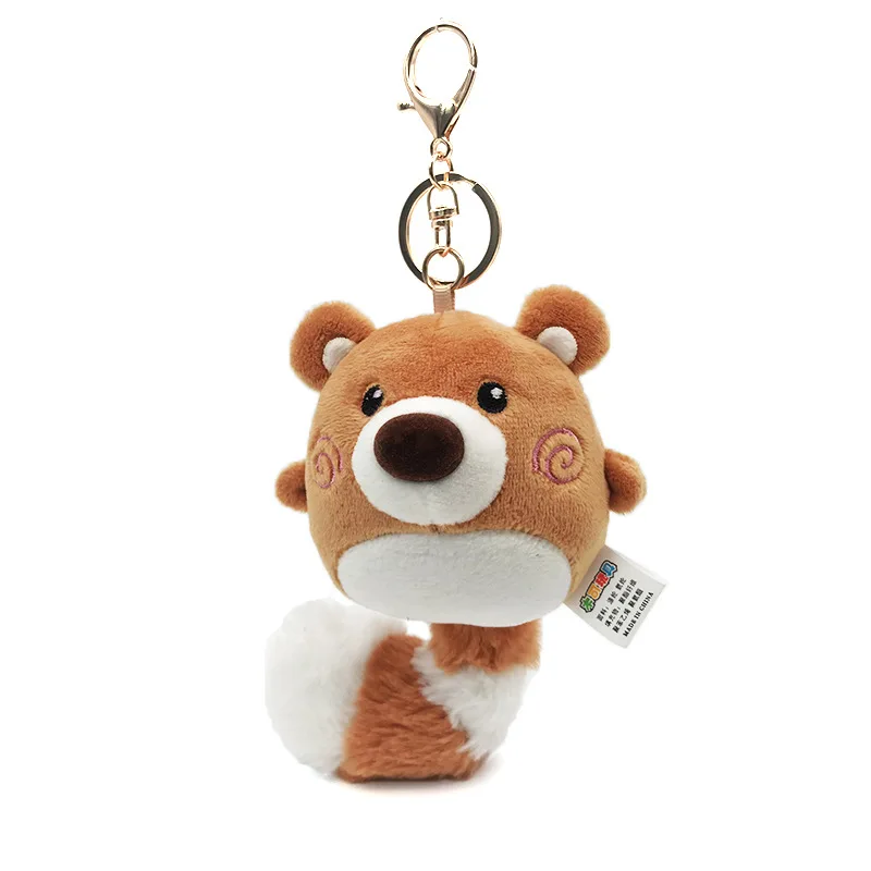 15CM 1 pz cartone animato orsetto dalla coda strana bambola di pezza portachiavi carino piccolo animale peluche ciondolo borsa da scuola zaino decorazione regalo