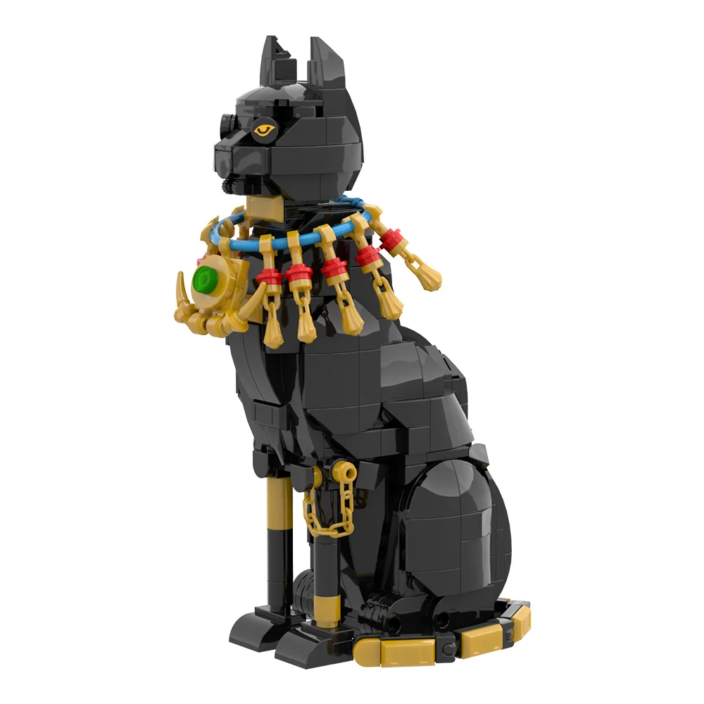 

Конструктор Gobricks MOC: Модель кошки из Египта, черная фигурка животного, мультяшная кошка в стиле Древнего Египта, сборная игрушка из кирпичиков, коллекционный подарок для детей