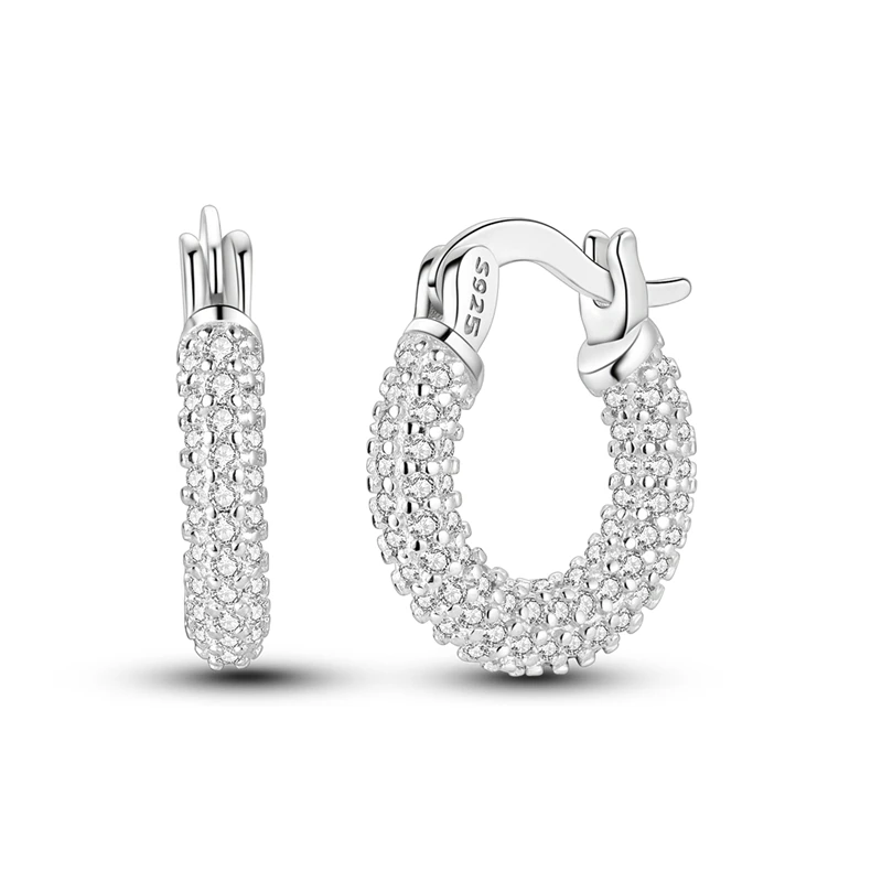 Ohrringe aus 925er-Sterlingsilber für Damen, funkelnder kompletter Satz Creolen für Jahrestag, Hochzeit, Schmuck, Geschenke