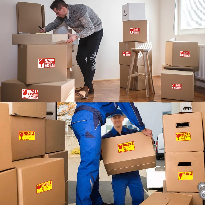 สติกเกอร์แบบเปราะบาง 500 ชิ้น ขนาด 90x50 มิลลิเมตร กันน้ำและทนต่อการฉีกขาด ป้ายเตือน 1.97*3.54 ซม. ใช้งานด้วยความระมัดระวัง