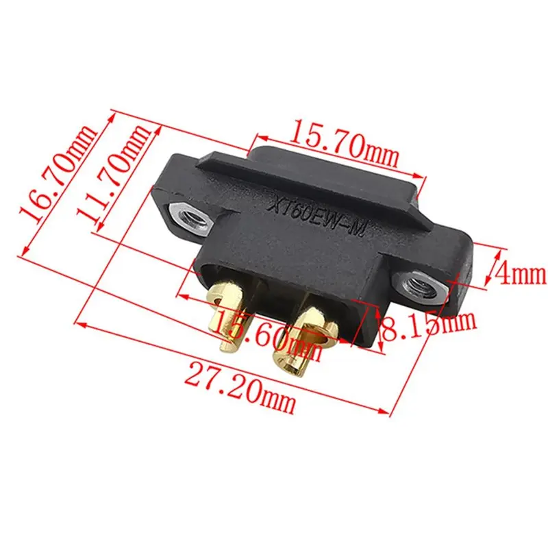 ABZC 18Pcs Black XT60EW-M XT60 Male Plug Connector Panel Mount for RC Lipo Battery FPV Drone