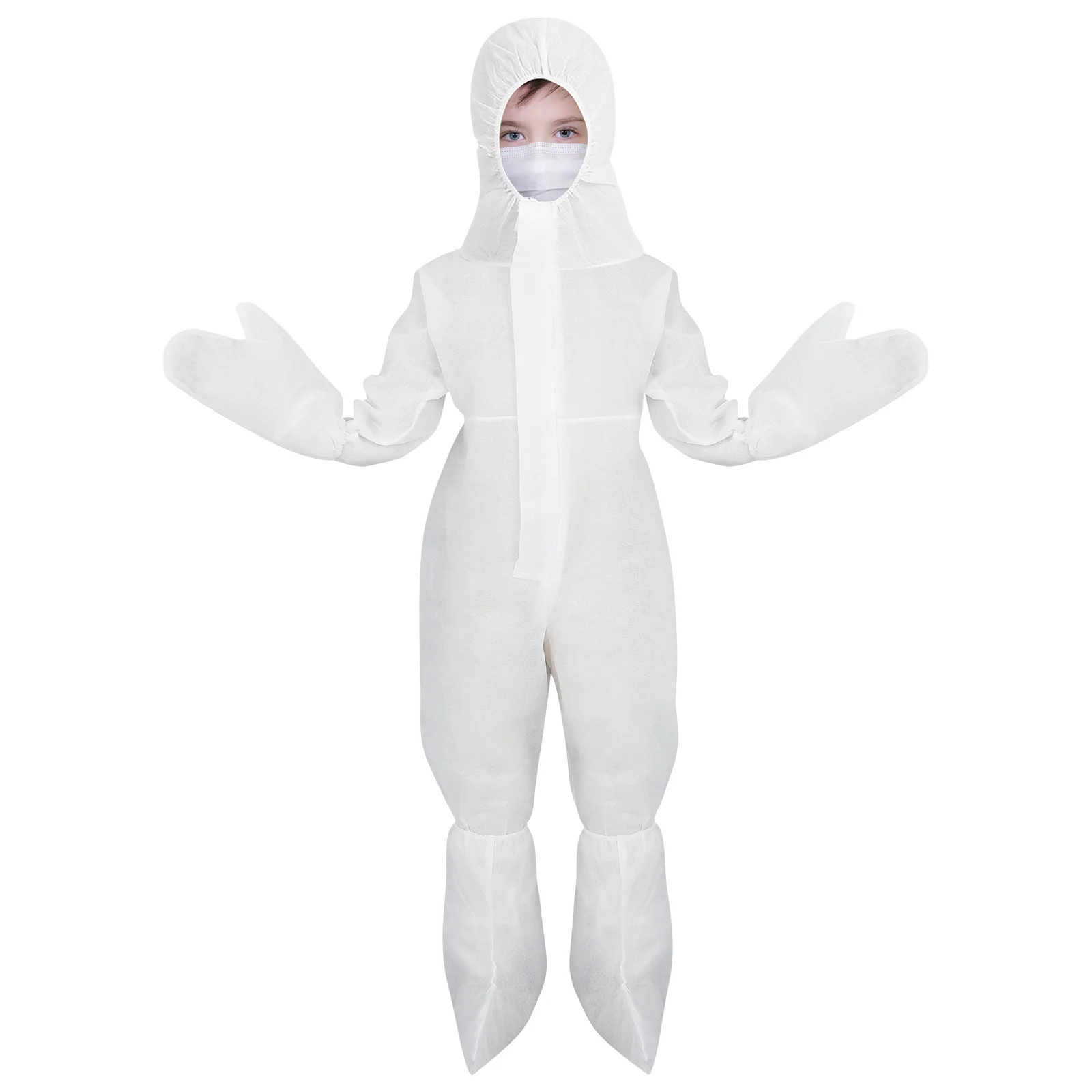 

Protective Coverall Disposable One-Piece Nonwoven Safety Suit With Hood Zipper For Outdoor Indoor Use Lightweight Dust