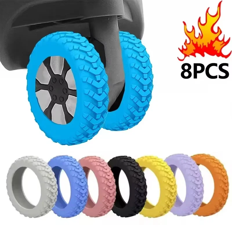 Luggage Wheels Protector Silicone Wheels Caster Shoes Reduce Noise Wheel Guard Cover Luggage Accessories 8Pcs New 2026