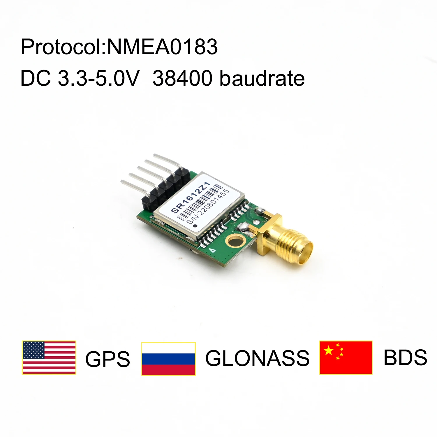 Módulo GPS BeiDou GLONASS GNSS con antena activa SMA para stm32 RPi Arduino Módulo de sincronización GPS NMEA 1PPS, 38400 baudios