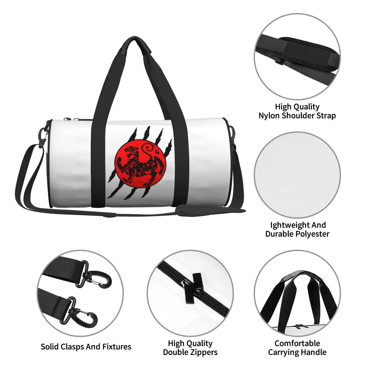 Shotokan Karate Logo Sport Bags Tiger Martial Large Capacity Gym Bag Outdoor Men Women Handbag Travel Training Retro Fitness Bag