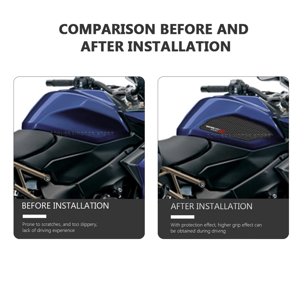 For GSX S1000 GT 2022 Motorcycle Tank Traction Pad Anti Slip Sticker Gas Knee Grip Protector