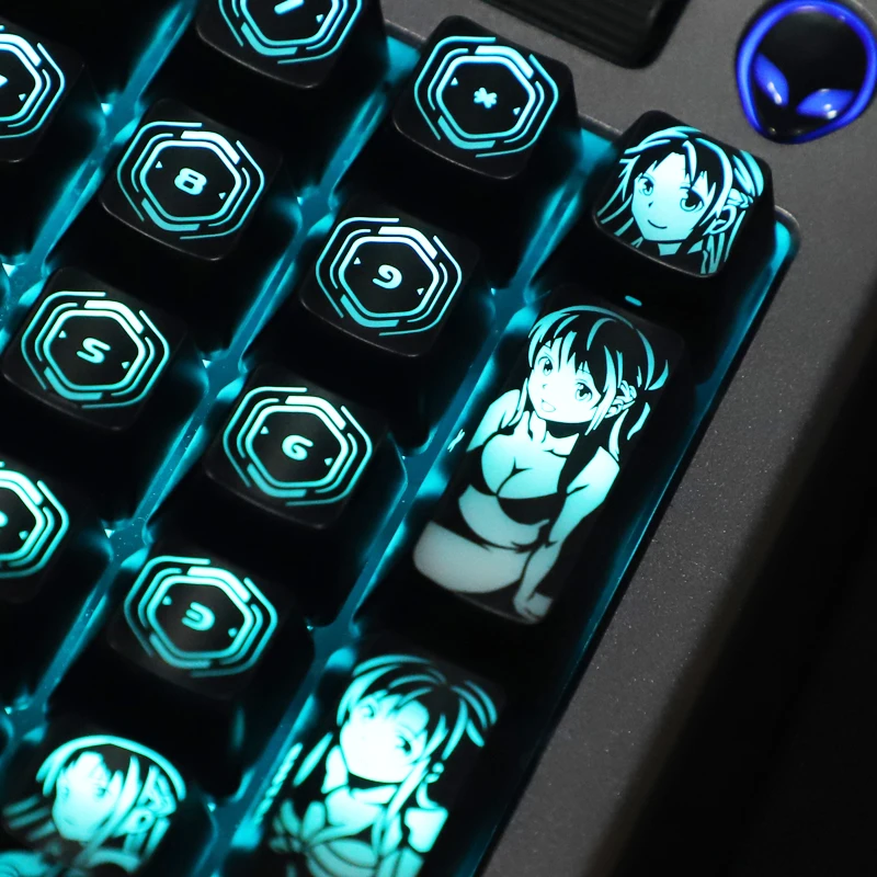 Asuna Kard Művészet Internet Anime Szokás Formatervezés keycaps számára corsair razer Vadcseresznyefa ROG Gépi Kulcskarika SWS keycap DIY beste Materiális