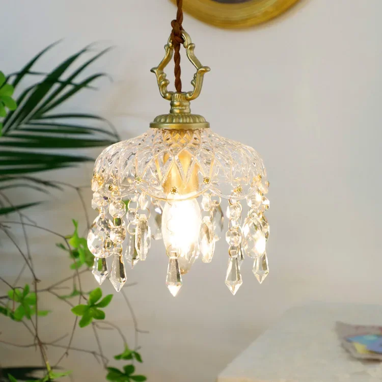 French retro chandelier medieval glass lamp living room bedroom corridor dining room decorative lamp European American glass