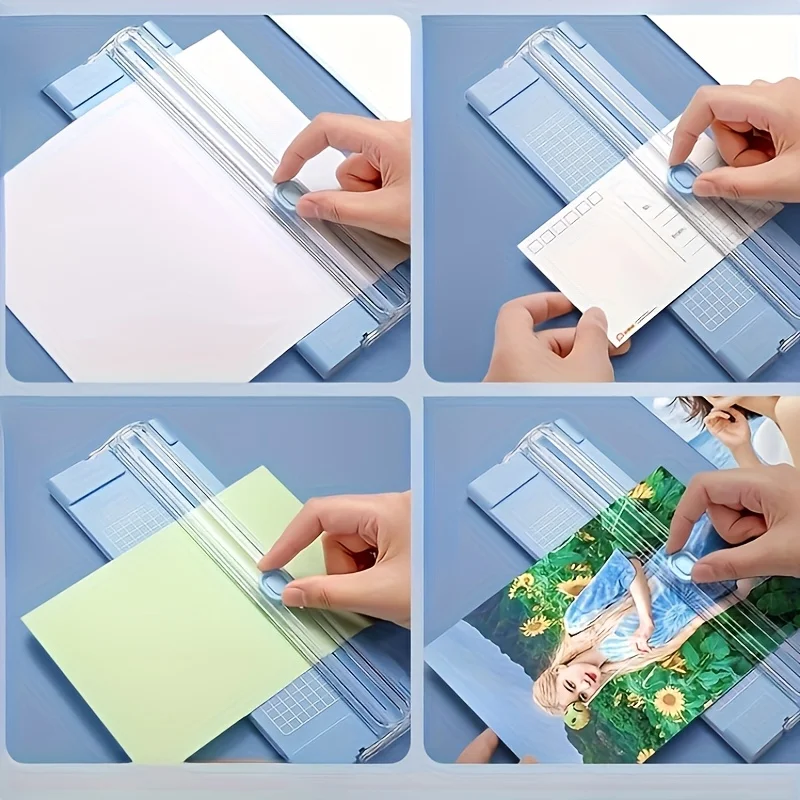 1Pc Random Color Precision Paper Trimmer, Mini Manual A4 Paper Cutter Portable Photo Cutting Tool for DIY Scrapbooking Album Mak