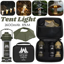 Hanging Tent Light Portable Camping Light 85LM 2600mAh Rechargeable LED Lantern Outdoor Work Lamp Fishing Night Lights with Bag