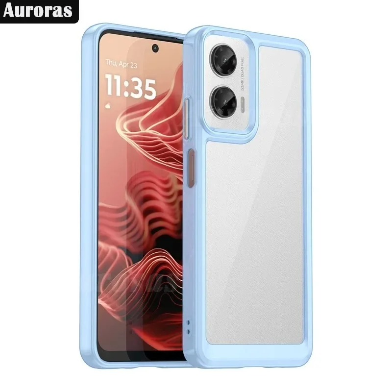 Capa de telefone acrílica para moto g35 lente capa completa proteção transparente placa traseira moto g35 moto proteção contra quedas