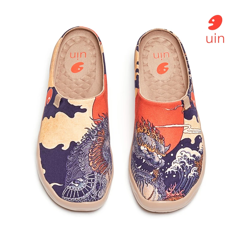 UIN Ready stock Art City Design Painted Men Casual Shoes Easy Slip-on Canvas Sneakers Male Breathable Travel Flats