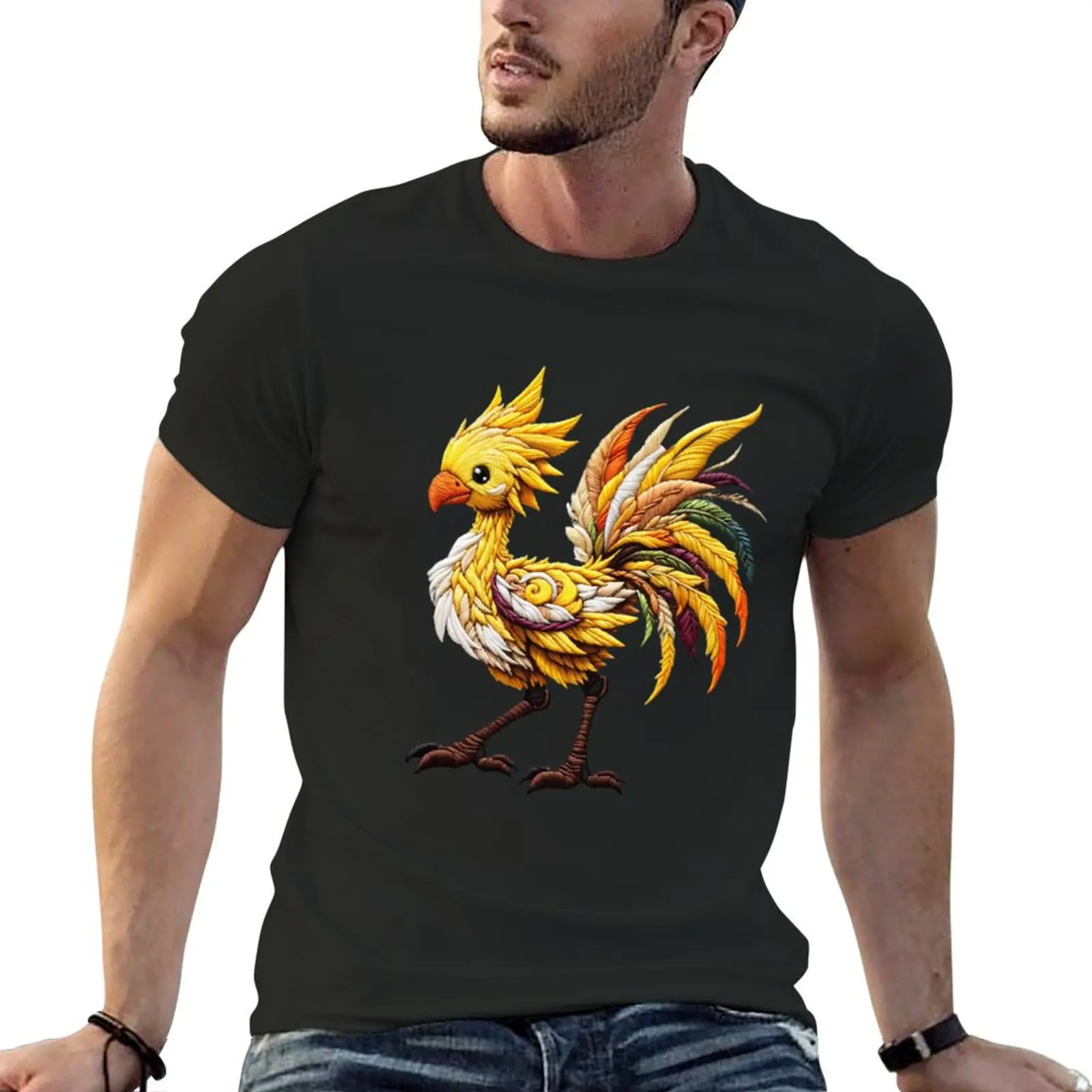 Embroidered Chocobo T-Shirt animal prinfor boys vintage quick drying shirts men