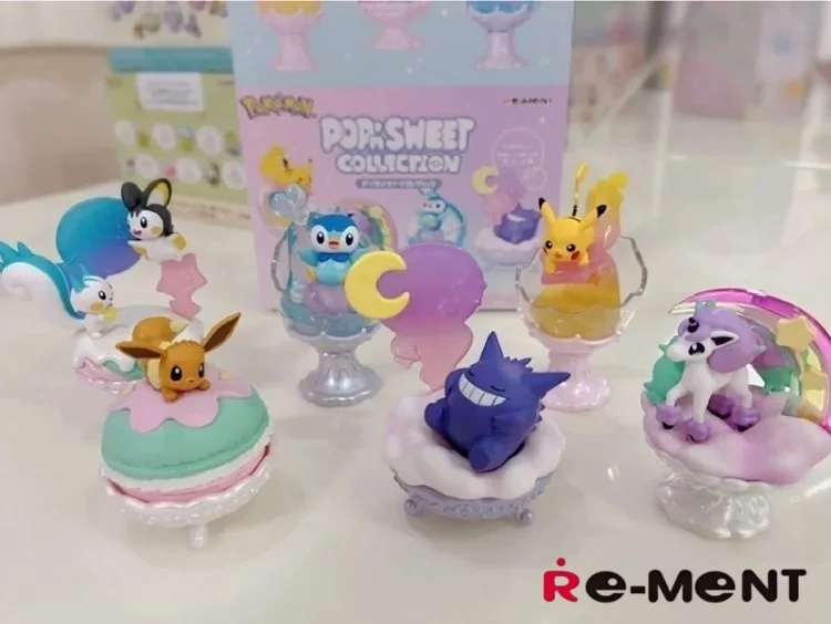 إعادة مينت البوكيمون مشهد مصغر الحلي صندوق أعمى كأس أرقام Ponyta Gengar Pachirisu Emolga دمية نموذج لعب للأطفال هدايا