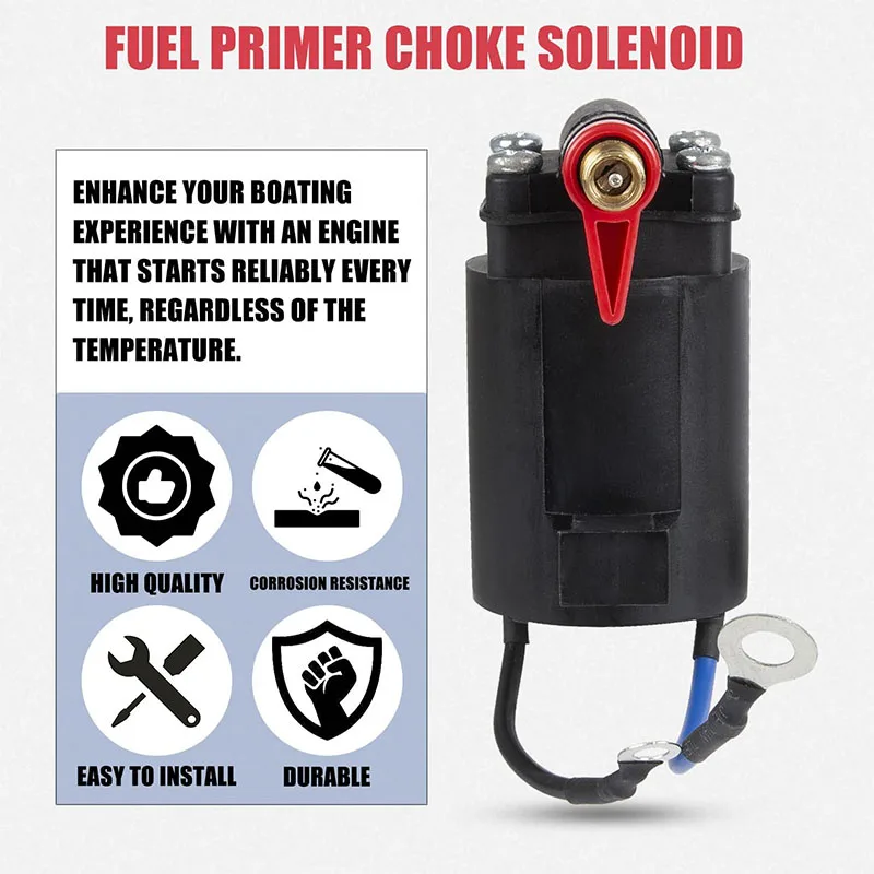 Fuel Primer Choke Solenoid Valve Compatible with Omc Johnson Evinrude 9.9-300 HP 1980-2005 Outboard 5007356 5828665 397909