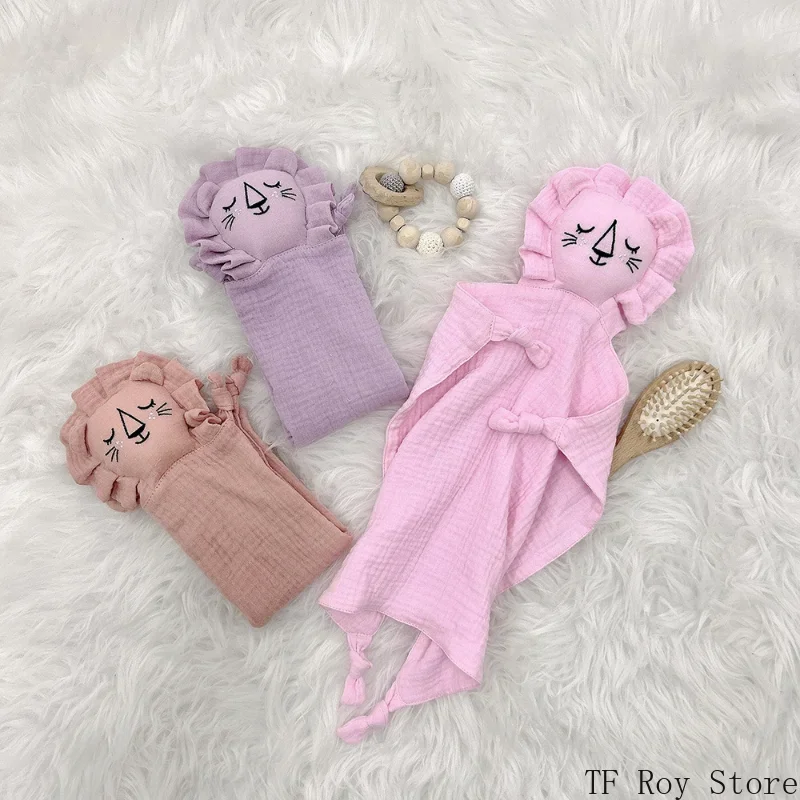 Selimut bayi nyaman lucu bayi kelinci kucing Muslin handuk katun lembut boneka tidur kain menenangkan selimut bayi baru lahir handuk penenang oto