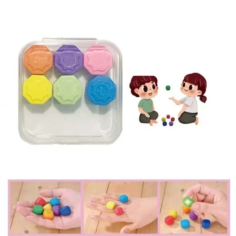 6Pcs/box Korea Traditional Play Game Gonggi Jack Stone Pebbles Set Exercise Colorful Fun Stress Relief