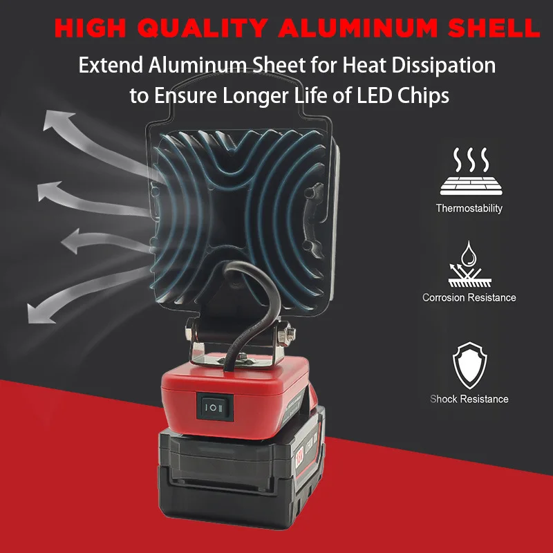 ضوء العمل LED الإضاءة الهندسية الخارجية مناسبة لبطارية ليثيوم ميلووكي ميوكي M18 المزدوج USB الشحن السريع