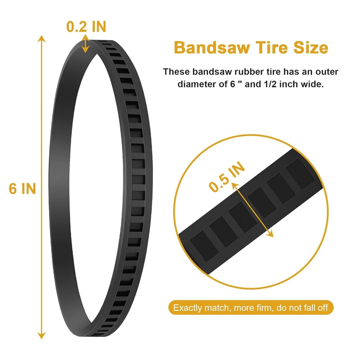 2 Pack 650721-00 Bandsaw Tires Belt Band Saw Rubber Tires Belt for Dewalt 514002079 A02807 DCS374 DWM120