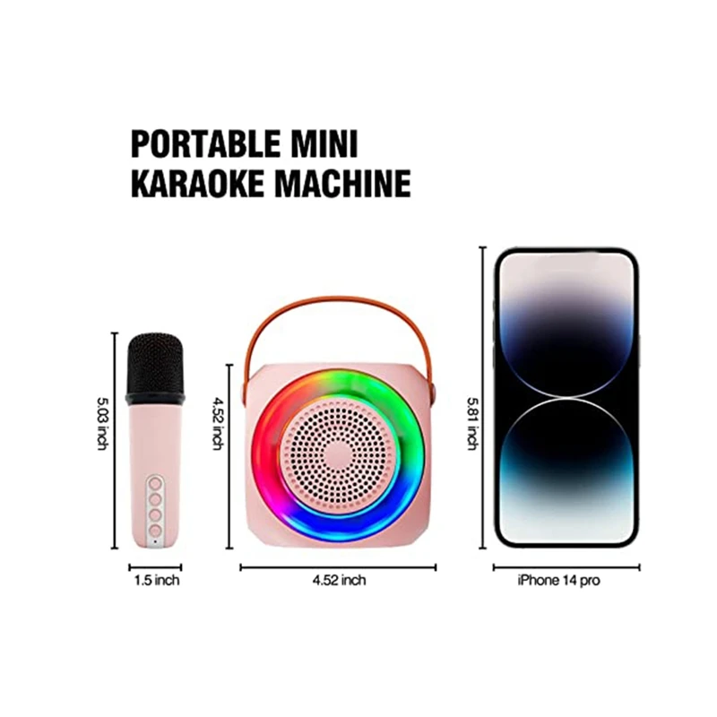 Portable Bluetooth Karaoke Speaker Machine With 2 Microphones, Suitable For Birthday Gifts Home Parties