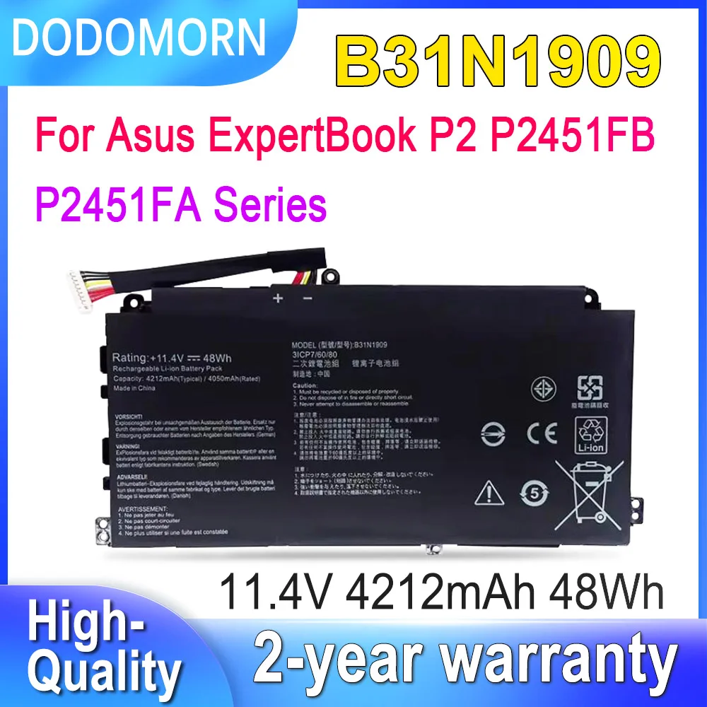 

DODOMORN b31nразумное цветовое восприятие, модель P2 Аккумулятор для ноутбука ASUS EB0354R, модель 3ICP7/60/80, напряжение 11,4 в, мощность 48 Вт/ч, емкость 4212 мАч